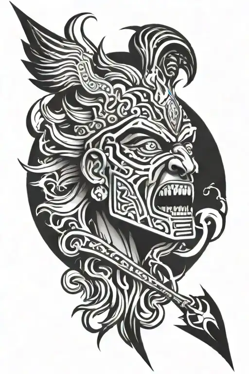 greek aztec lightning hades Greek god tattoo design idea