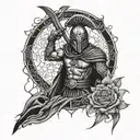 full arm slavee about lotous flor and spartan tattoo design idea