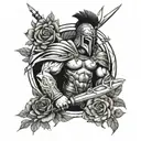 full arm slavee about lotous flor and spartan tattoo design idea