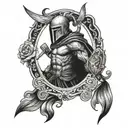 full arm slavee about lotous flor and spartan tattoo design idea