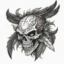 A skull with eagle feathers as the teeth and claws, symbolizing strength and power tattoo design idea