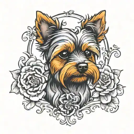 Yorkie dog tattoo design idea
