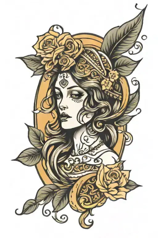 virgo lady tattoo design idea