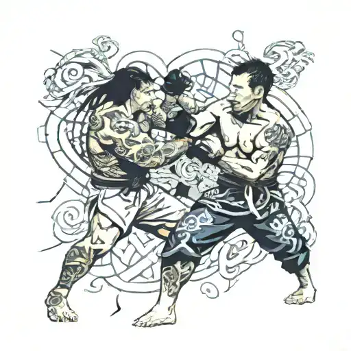 puzzle mma bjj boxing wrestling fight tattoo design idea