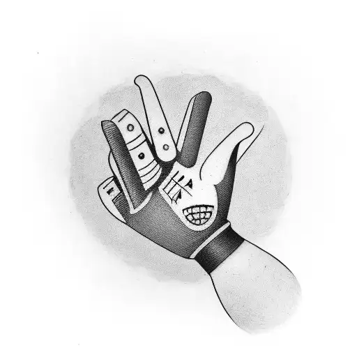 A tattoo of a goalkeeper glove with the number 13 on it . Inside the fingers of the glove, in one of them  tattoo design idea