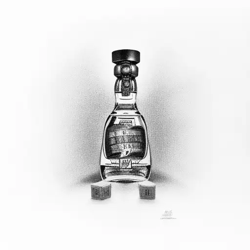 slot machine and a whisky blottle tattoo design idea