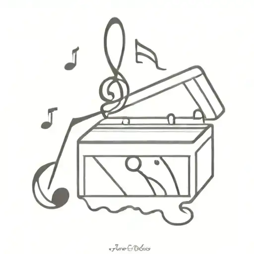 music box and music note tattoo design idea