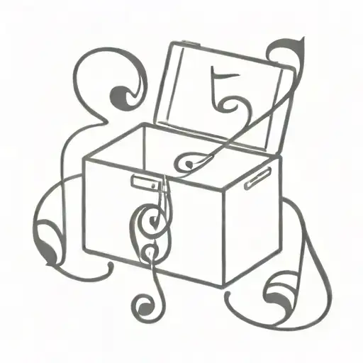 music box and music note tattoo design idea