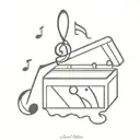 music box and music note tattoo design idea