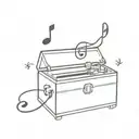 music box and music note tattoo design idea