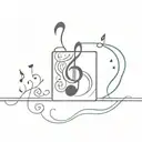 music box and music note tattoo design idea