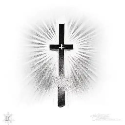 Christian cross with the last name Nunez tattoo design idea