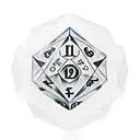 d20 showing 19 with scrollwork underneath that says pretty sharp in a calligraphy font tattoo design idea