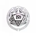 d20 showing 19 with scrollwork underneath that says pretty sharp in a calligraphy font tattoo design idea