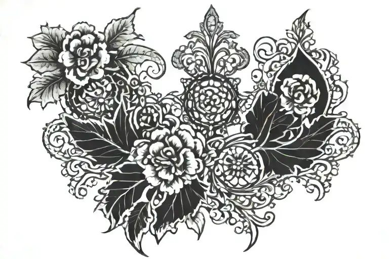 gothic lace like patterns tattoo design idea