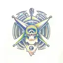 flail and mace tattoo design idea