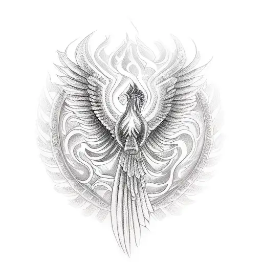 phoenix and buddha tattoo design idea