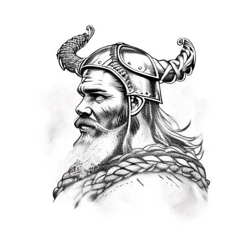 A Viking warrior sailing on a longship towards battle tattoo design idea