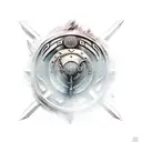 A Viking shield maiden in fierce battle stance tattoo design idea