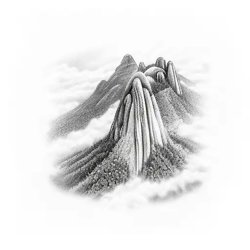 Sugarloaf mountain  Brazil in realistic setting  tattoo design idea