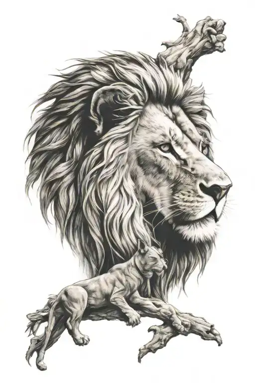 lion and jesus christ tattoo design idea
