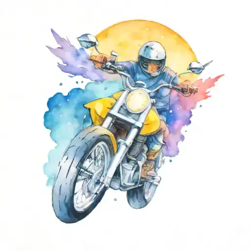 meteor shower while gods ride motorcycles  tattoo design idea