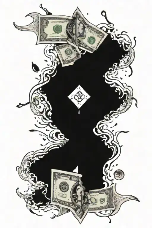 trust the process hidden meaning money falling tattoo design idea