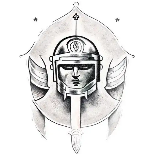 Roman spartan helmet tattoo design idea