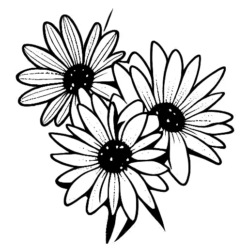 bunch of flowers with aster and daisy tattoo design idea