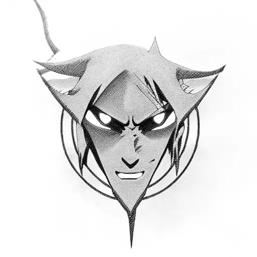 Silhouette of Itachi and Sasuke but Sasuke is in the Front  tattoo design idea