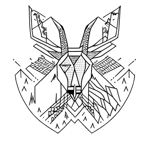 Hirsch in den Bergen tattoo design idea