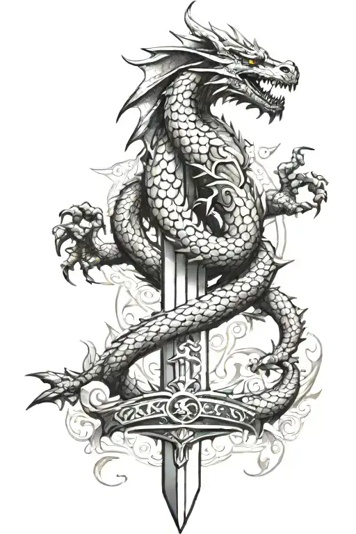 targaryen dragon emblem merged with a sword  tattoo design idea