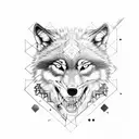 Wolf in battle field with film related artifacts or objects instead of swords and weapons from a battlefield tattoo design idea