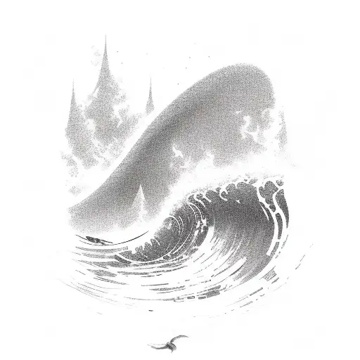 11:11 with waves tattoo design idea