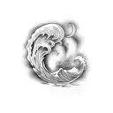 11:11 with wave tattoo design idea