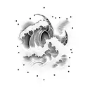 11:11 with wave tattoo design idea