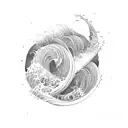 11:11 with waves tattoo design idea