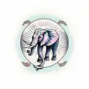 Elephant march 3 full moon tattoo design idea