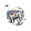 Elephant march 3 full moon tattoo design idea