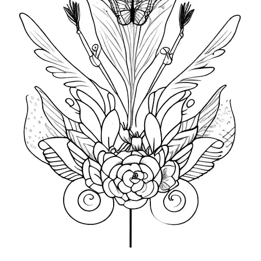 aguja y dedal y mariposas tattoo design idea