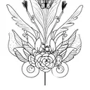 aguja y dedal y mariposas tattoo design idea