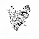 aguja y dedal y mariposas tattoo design idea