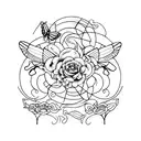 aguja y dedal y mariposas tattoo design idea