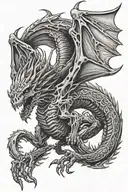 skeleton dragon flying tattoo design idea