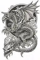 skeleton dragon flying tattoo design idea