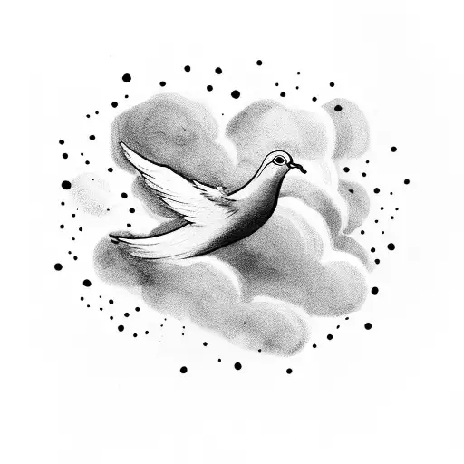 Dove clouds stars  tattoo design idea