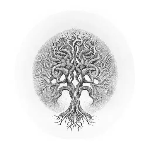Tree of life, roots turn celtic tattoo design idea