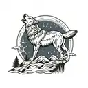 wolf howling at the moon tattoo design idea