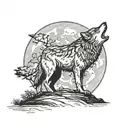 wolf howling at the moon tattoo design idea