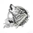 wolf howling at the moon tattoo design idea